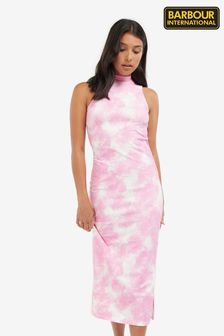 Barbour International Pink Chineti Tie Dye Funnel Neck Dress (U95534) | 93 €