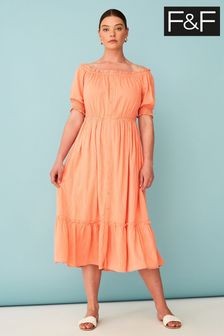 F&F Orange Bardot Midi Dress (U95558) | €13