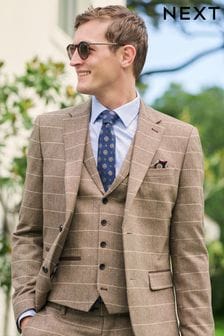 Neutral Skinny Wool Blend Check Suit Jacket (U95869) | €70