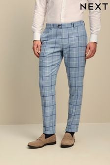 Blue Slim Wool Blend Check Suit: Trousers (U95873) | 38 €