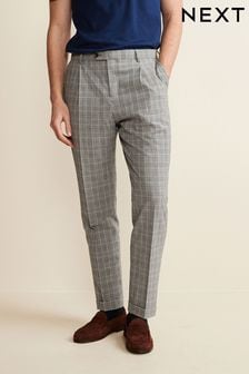 Grey Relaxed Fit Seersucker Check Suit: Trousers (U95885) | €26