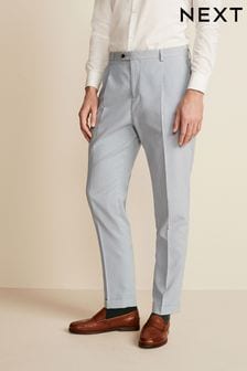 Niebiesko-biały luźny garnitur z kory w paski: spodnie (U95888) | 110 zł