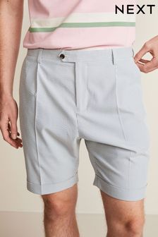 Blue/White Seersucker Stripe Suit: Shorts (U95889) | €25