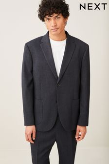 Navy Blue Oversized Fit Donegal Suit Jacket (U95890) | €36