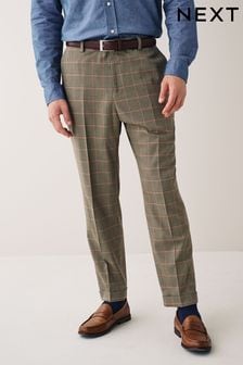 Taupe Brown Relaxed Fit Check Suit: Trousers (U95912) | €26