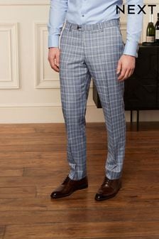 Blue Tailored Fit Check Suit: Trousers (U95934) | €17