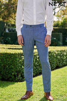 Blue Slim Fit Check Suit: Trousers (U95940) | €27