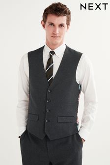 Charcoal Grey Puppytooth Fabric Suit: Waistcoat (U95945) | €53