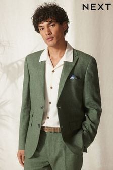 Green Tailored Fit Linen Blend Suit Jacket (U95952) | €45