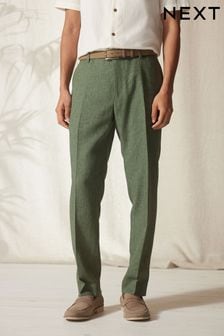 Green Tailored Fit Linen Blend Suit: Trousers (U95953) | €27
