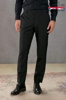 Black Slim Fit Signature Empire Mills British Fabric Herringbone Suit Trousers (U95970) | $155