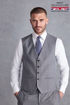 Grey Signature British Fabric Textured Suit Waistcoat (U95979) | €27