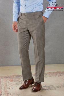 Neutral Signature British Fabric Check Regular Fit Suit Trousers (U95987) | $163