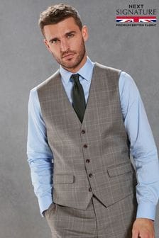 Neutral Signature British Fabric Check Suit: Waistcoat (U95988) | OMR39