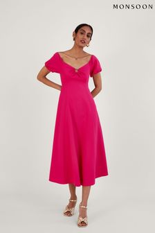 Monsoon Pink Katie Ring Detail Bardot Dress (U96120) | 473 zł