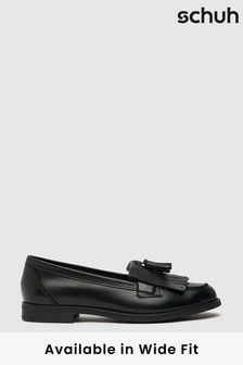 Schuh Wide Fit Compass Tassel Black Loafers