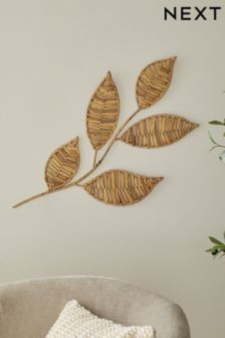 Arte mural con diseño botánico de hojas tejidas (U96385) | 49 €