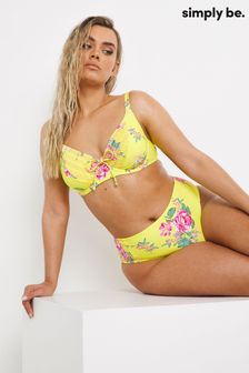 Simply Be Yellow Floral Shirred Top Classic Brief (U96389) | €10