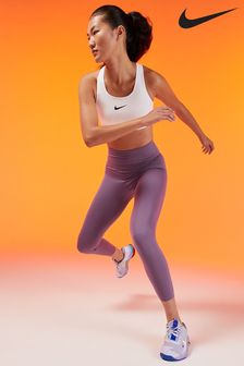 Biały - Stanik sportowy Nike Dri-fit Swoosh zapewniający wysokie wsparcie (U96640) | 119 zł