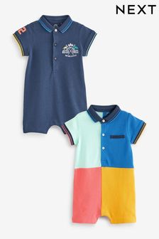 Parlak Renk Bloklu Bebek Polo Tulumları 2'lu Paket (U96818) | ₺ 414 - ₺ 460