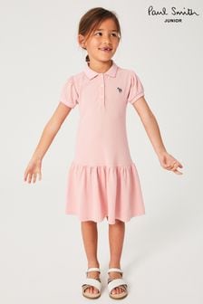 Розовый - Теннисное платье для девочек с зебровым принтом и логотипом Paul Smith Junior (U96979) | €79 - €105