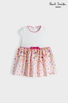 Розово-белое платье для девочек с цветочным принтом Paul Smith (U96991) | €83