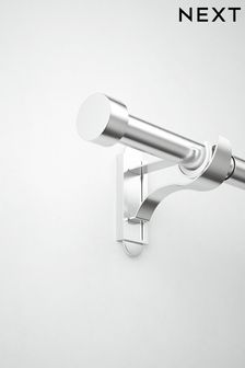Brushed Silver Klick Fit Stud Finial Extendable 28mm Curtain Pole Kit (U97014) | €53 - €72