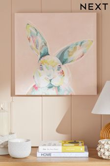 Pink Rabbit Canvas Wall Art