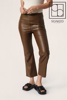 Soaked In Luxury Kaylee Pu Kickflare Brown Trousers (U97403) | €77