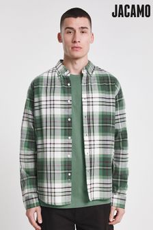 Jacamo Green Long Sleeve Check Oxford Shirt (U97443) | $46