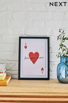 Pink Small Ace of Hearts Framed Print Wall Art