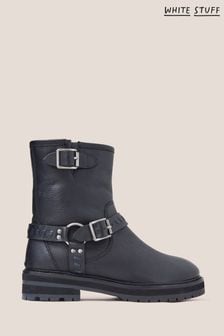 White Stuff Leather Biker Black Boots (U97747) | 84 €