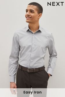 Grey Regular Fit Easy Care Single Cuff Shirt (U98008) | TRY 507
