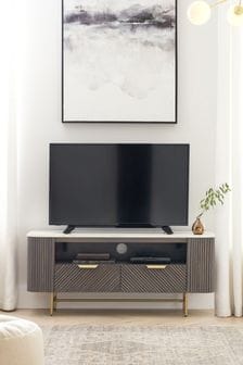 Dark Grey Valencia Marble Mango Wood Up to 55 inch TV Unit (U98178) | €825