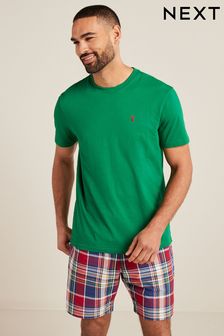 Green/Pink Check Lightweight Short Pyjama Set (U98225) | $52
