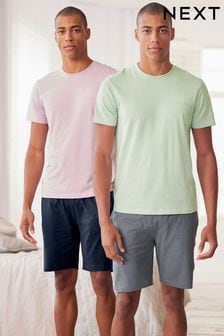 Pink/Green Shorts Pyjama Sets 2 Pack (U98238) | ￥5,850