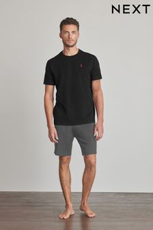 Black/Grey Jersey Short Pyjama Set (U98244) | €26