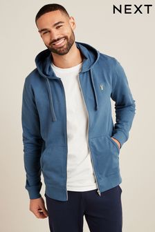 Azul - Sudadera con capucha y cremallera con diseño ligero (U98245) | 32 €