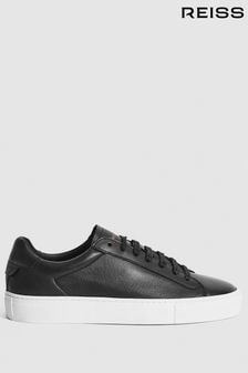 Reiss Black Finley Lace Up Leather Trainers (U98970) | KRW288,000