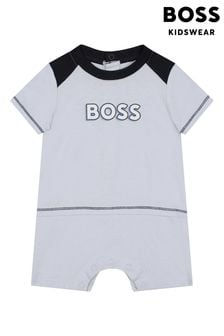 Синий - Комбинезон для малышей с короткими рукавами и логотипом Boss (U99011) | €35
