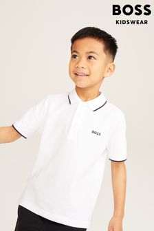 BOSS White Short Sleeved Logo Polo Shirt (U99036) | 25,300 Ft - 29,680 Ft