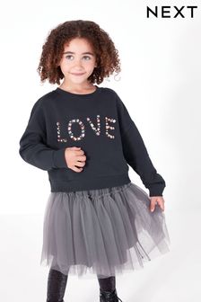 Black Sweatshirt And Tulle Mesh Skirt Set (3-16yrs) (U99062) | 23 € - 28 €