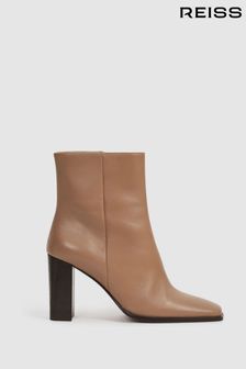 Reiss Camel Casey Square Toe Block High heel Boot (U99242) | 303 €