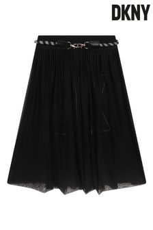 DKNY Black Overlay Mesh Belted Skirt (U99853) | ₪ 380 - ₪ 450