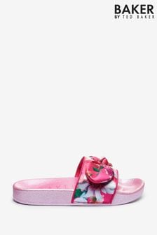 Baker by Ted Baker Pink Satin Bow Sliders (U99866) | 187 SAR