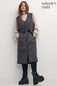 Nobody's Child Charcoal Grey Kate Longline Onion Quilted Gilet (U9T935) | €56