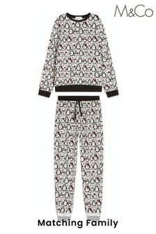 M&Co Grey Penguin Fleece Pyjama Set (UJ4097) | €22.50 - €28