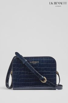 LK Bennett Blue Marie Croc-Effect Leather Cross-body Bag (UY6910) | ₪ 927