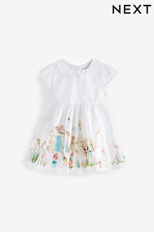 White Character Scene Print Baby Prom Dress (0mths-2yrs) (UZ7559) | €16 - €18