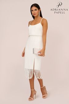 Adrianna Papell Crepe White Midi Dress (UZH263) | €191